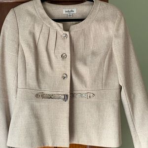 Tan Blazer with faux snakeskin belt